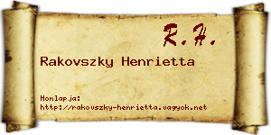 Rakovszky Henrietta névjegykártya