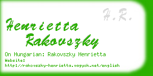 henrietta rakovszky business card
